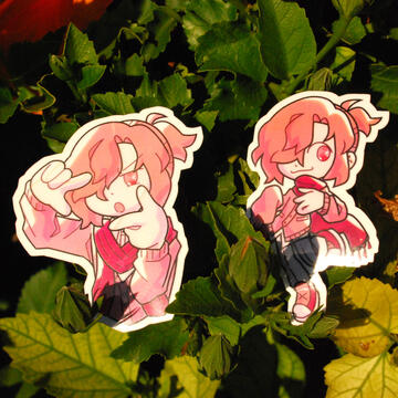 Two homemade stickers of Mitsuba Sousuke From Toilet Bound Hanako-Kun: one
