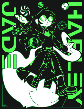 A digital illustration featuring Jade Harley from the webcomic Homestuck.